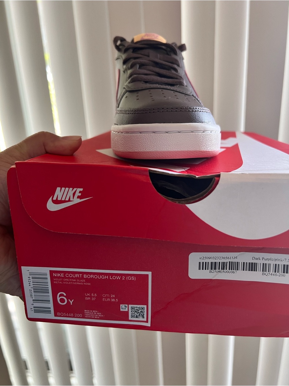 Nike Kids Court Borough Low 2 - Dark Purple with Pink Accents
